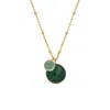 Mirabelle Jewellery Women's Green Duo Jade & Aqua Chalcedony Pendant On Long Satellite Chain In Burgundy