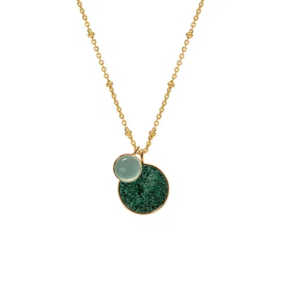 Mirabelle Jewellery Women's Green Duo Jade & Aqua Chalcedony Pendant On Long Satellite Chain