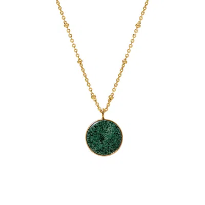 Mirabelle Jewellery Women's Green Jade Coin Pendant On Long Satellite Chain