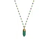 Mirabelle Jewellery Women's Green Jade Mini Point Pendant On Emerald & Sapphire Rosary In Green