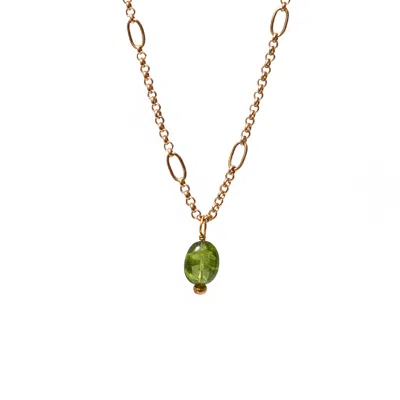 Mirabelle Jewellery Women's Green Long Ovala Chain With Peridot Semi Precious Stone