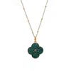 Mirabelle Jewellery Women's Green Petal Heart Clover Pendant On Short Satellite Chain