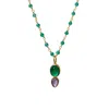 Mirabelle Jewellery Women's Green / Purple Shakti Green Onyx And Amethyst Pendant On Short Green Onyx Rosary In Multi