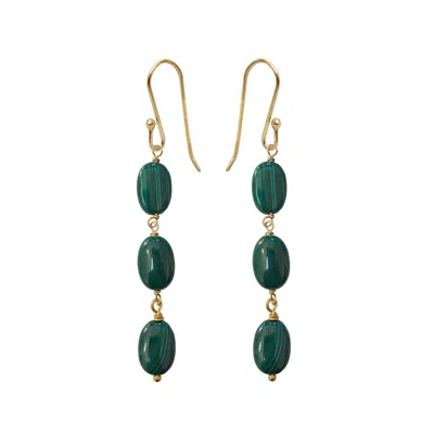 Mirabelle Jewellery Women's Green Three Malachite Earrings