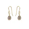 Mirabelle Jewellery Women's Grey Herkimer Diamond Raw In Cage  Earrings In Gold