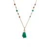 Mirabelle Jewellery Women's Long Asymmetric Semi Precious Rosary With Unique Baguette Green Onyx Pendant