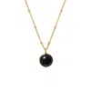 Mirabelle Jewellery Women's Magic Black Onyx Ball Pendant On Long Satellite Chain In Gold