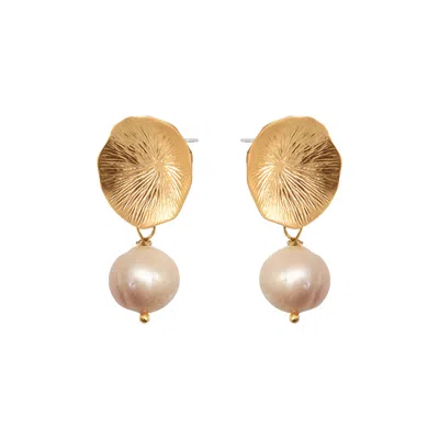 Mirabelle Jewellery Women's Neutrals Flower Coral Earrings Peach Pearl In Orange
