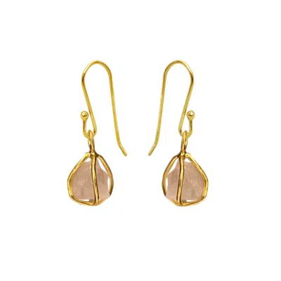 Mirabelle Jewellery Women's Orange Rose Quartz Raw In Cage Earrings