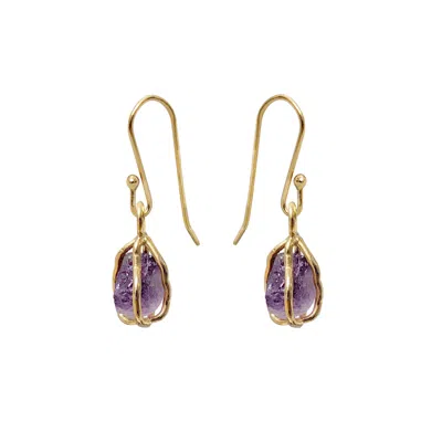 Mirabelle Jewellery Women's Pink Amethyst Raw In Cage  Earrings