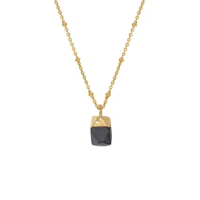 Mirabelle Jewellery Women's Raw Black Onyx Pendant On A Short Satellite Chain