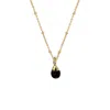Mirabelle Jewellery Women's Smooth Black Onyx Drop On Short Satellite Chain In Gold