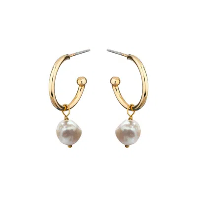 Mirabelle Jewellery Women's White Alexa Creole Earrings With  Baroque Pearl