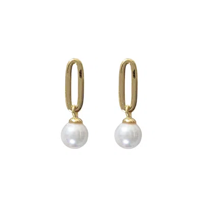 Mirabelle Jewellery Women's White Pearl Link Earrings