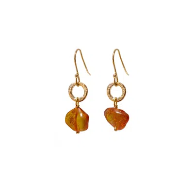 Mirabelle Jewellery Women's Yellow Gita Earrings With Amber Freeform Pebble