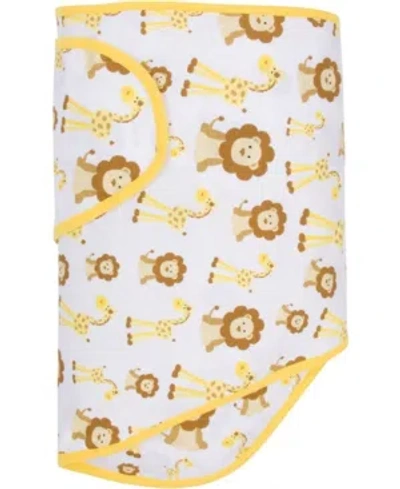 Miracle Baby Babies' Boys And Girls Blanket In Giraffes Lions With Butter Yellow Trim