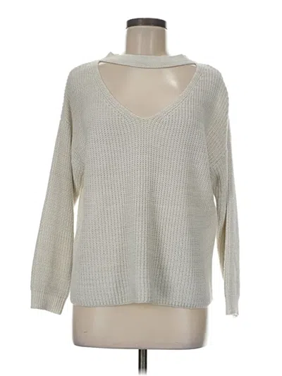 Pre-owned Miracle Long Sleeve Top Silver Keyhole Neckline Tops