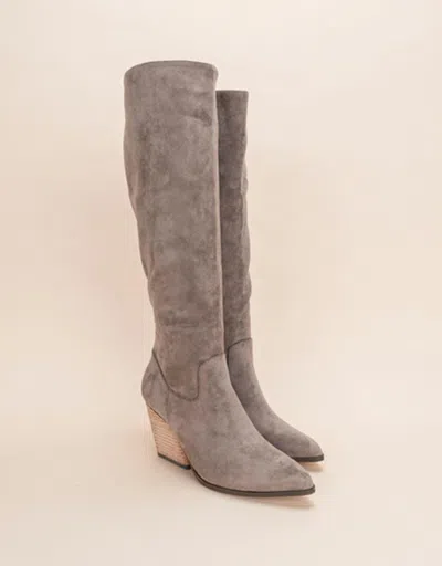 Miracle Miles Women's Knee High Western Bootie In Grey In Gray