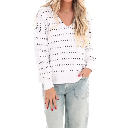 Miracle Raising The Bar V-neck Sweater In Ivory/navy In Multi