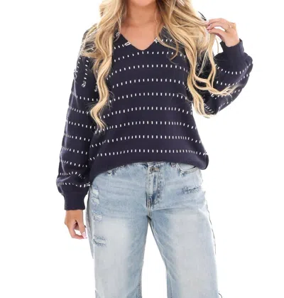 Miracle Raising The Bar V-neck Sweater In Navy/combo In Multi