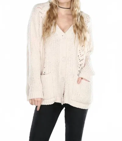 Miracle Soft Chenille Sweater Cardigan In Beige In Neutral
