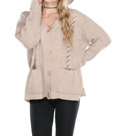 Miracle Soft Chenille Sweater Cardigan In Tan In Neutral