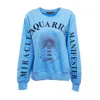 Miracles Manifester Women's Blue Oversized Embroidered Aquarius Sign Sweatshirt In Blue