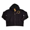 Miracles Manifester Women's  Embroidered Zip Hoodie - Black In Black