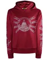 Miracles Manifester Women's Red God First Affirmation Hoodie With Rhinestone Design - Bordeaux In Red