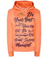 Miracles Manifester Women's Yellow / Orange Inspirational Affirmation Hoodie With Reflective & Rhinestone Design - Orang In Yellow/orange