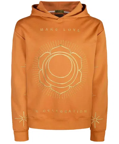 Miracles Manifester Women's Yellow / Orange Make Love Affirmation Embroidered Hoodie - Desert In Yellow/orange