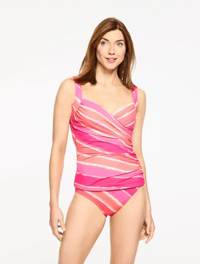 Miraclesuit Â® Sanibel Tankini - Tie-dye Stripe - Tropical Punch - 16 Talbots In Pink
