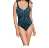 Miraclesuit Amarna Criss Cross Escape One Piece Swimsuit In Black/multi In Blue