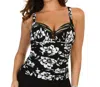 Miraclesuit Awesome Blossom Arianna Lace Front Tankini Top In Black In Black