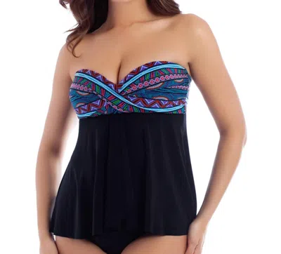 Miraclesuit Bandeau Tankini Top In Purple In Multi