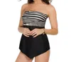 Miraclesuit Barcode Hankini Underwire Tankini Top Bikini In Black/white