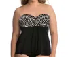 Miraclesuit Between The Pleats Bandeau Cadiz Tankini Top Bikini - Plus In Black/white