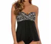 Miraclesuit Between The Pleats Cadiz Bandeau Tankini Top Bikini In Black/white