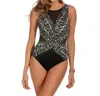 Miraclesuit Between The Pleats Dd-cup Palma High Neck One Piece Swimsuit In Black In Black