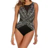 Miraclesuit Between The Pleats Dd-cup Palma High Neck One Piece Swimsuit In Black In Black