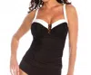 Miraclesuit Block Party Arianna Lace Front Tankini Top In Black/white In Black