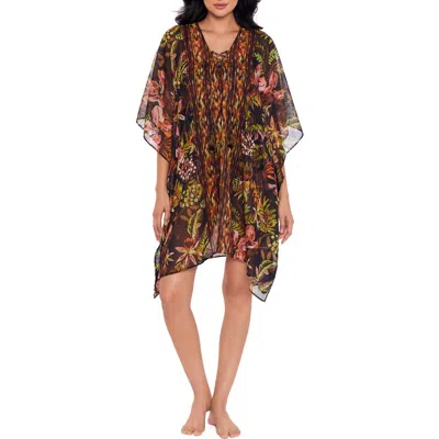 MIRACLESUIT MIRACLESUIT® BOTANICO MIXED PRINT METALLIC STRIPE COVER-UP CAFTAN