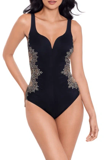 Miraclesuit Petal Pusher Temptation Underwire One-piece In Black Multi