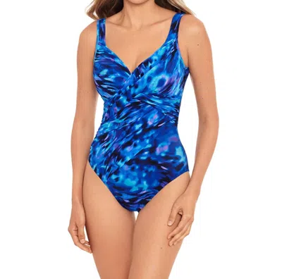 Miraclesuit Cloud Leopard Revele Underwire One Piece Swimsuit In Blue