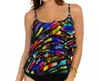 Miraclesuit Color Code Tiering Up Tankini Top In Multi In Blue