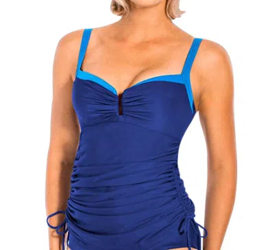 Miraclesuit Colorblock Duzette Tankini Top In Marine Blue