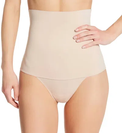Miraclesuit Comfy Curves High Waist Shaping Thong In Beige In Pink