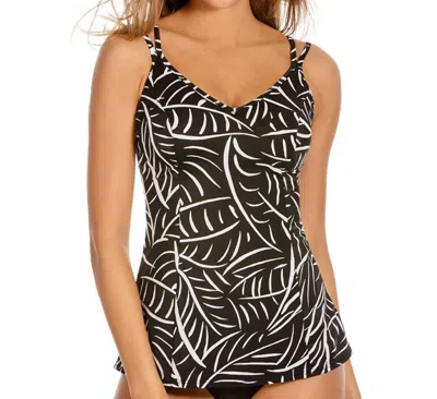 Miraclesuit D-cup Malibu Underwire Tankini Top In Black White In Multi