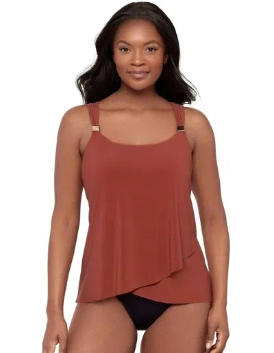 Miraclesuit Dazzle Underwired Draped Tankini Top In Terracotta In Brown