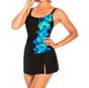 Miraclesuit Dd-cup Happy Place Swimdress In Black/ Blue